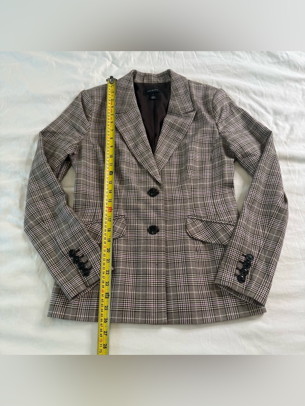 Halogen Prince of Wales Plaid Tailored Blazer Office Heritage Equestrian Size 6 - Picture 10 of 13